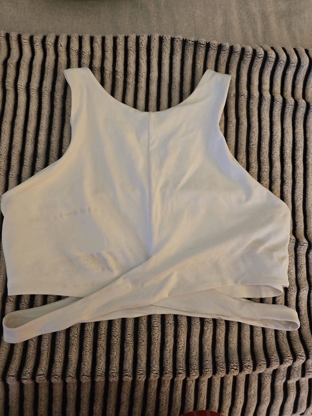 Athleta White Cross-Front Cropped Sports Bra Tank